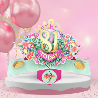 81st Birthday Card Pop Up 3D Happy Birthday Card Age 81 Today 3D For Her