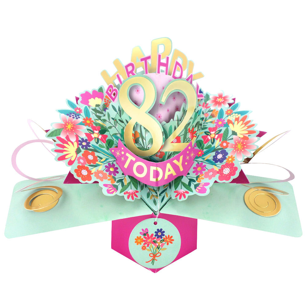 82nd Birthday Card Pop Up 3D Happy Birthday Card Age 82 Today 3D For Her