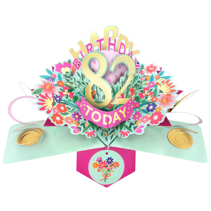 82nd Birthday Card Pop Up 3D Happy Birthday Card Age 82 Today 3D For Her