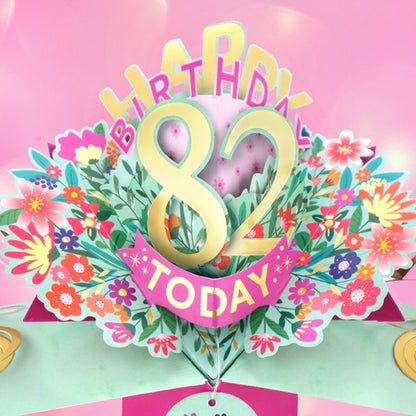 82nd Birthday Card Pop Up 3D Happy Birthday Card Age 82 Today 3D For Her