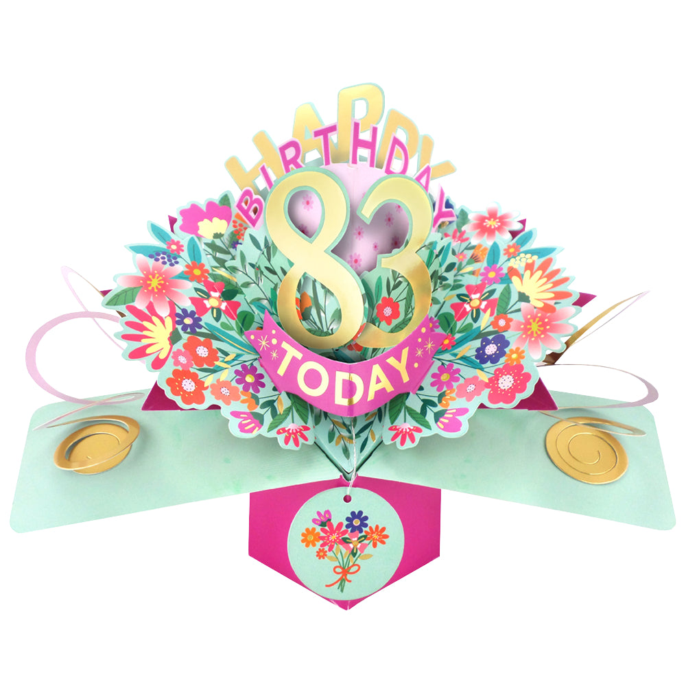83rd Birthday Card Pop Up 3D Happy Birthday Card Age 83 Today 3D For Her
