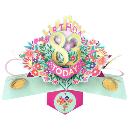 83rd Birthday Card Pop Up 3D Happy Birthday Card Age 83 Today 3D For Her