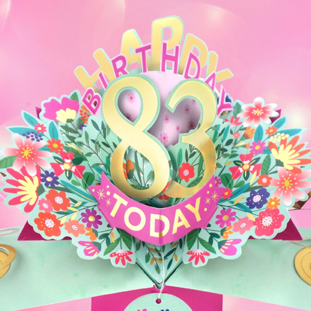 83rd Birthday Card Pop Up 3D Happy Birthday Card Age 83 Today 3D For Her
