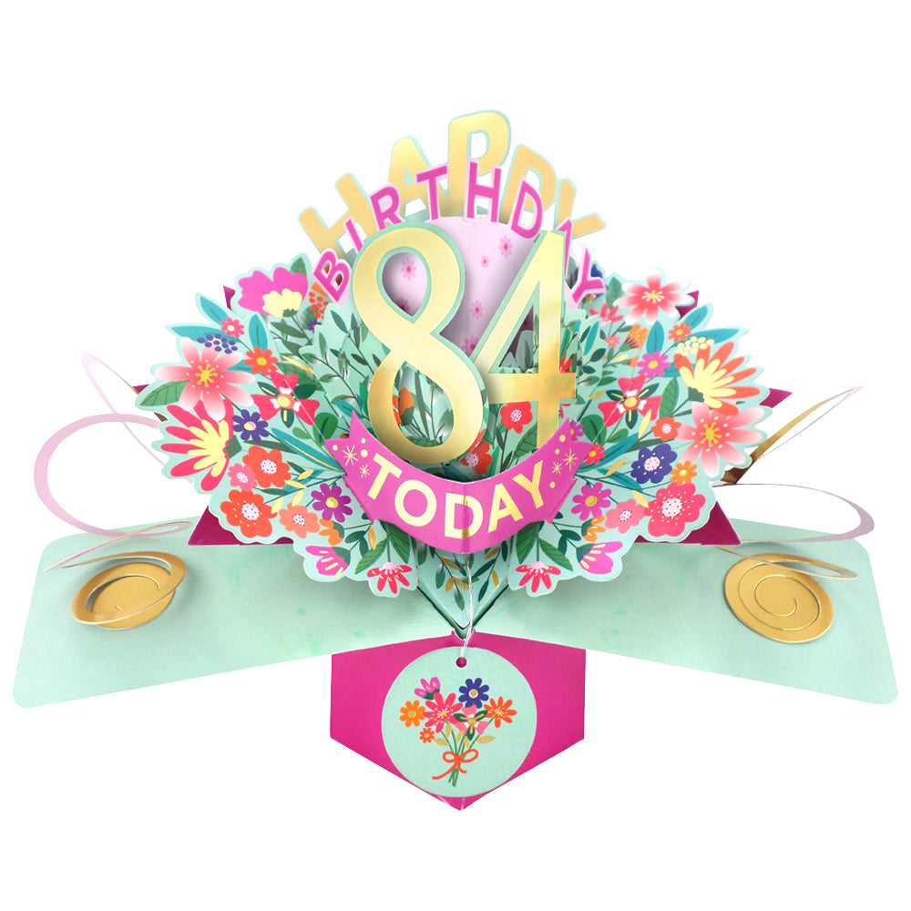 84th Birthday Card Pop Up 3D Happy Birthday Card Age 84 Today 3D For Her