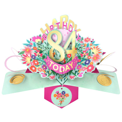 84th Birthday Card Pop Up 3D Happy Birthday Card Age 84 Today 3D For Her