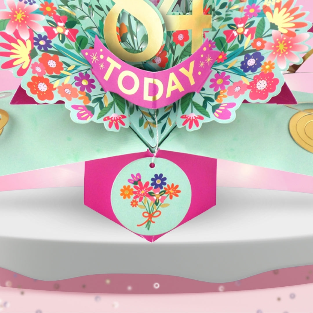 84th Birthday Card Pop Up 3D Happy Birthday Card Age 84 Today 3D For Her