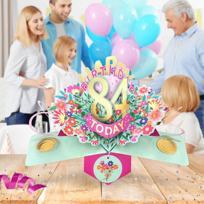 84th Birthday Card Pop Up 3D Happy Birthday Card Age 84 Today 3D For Her