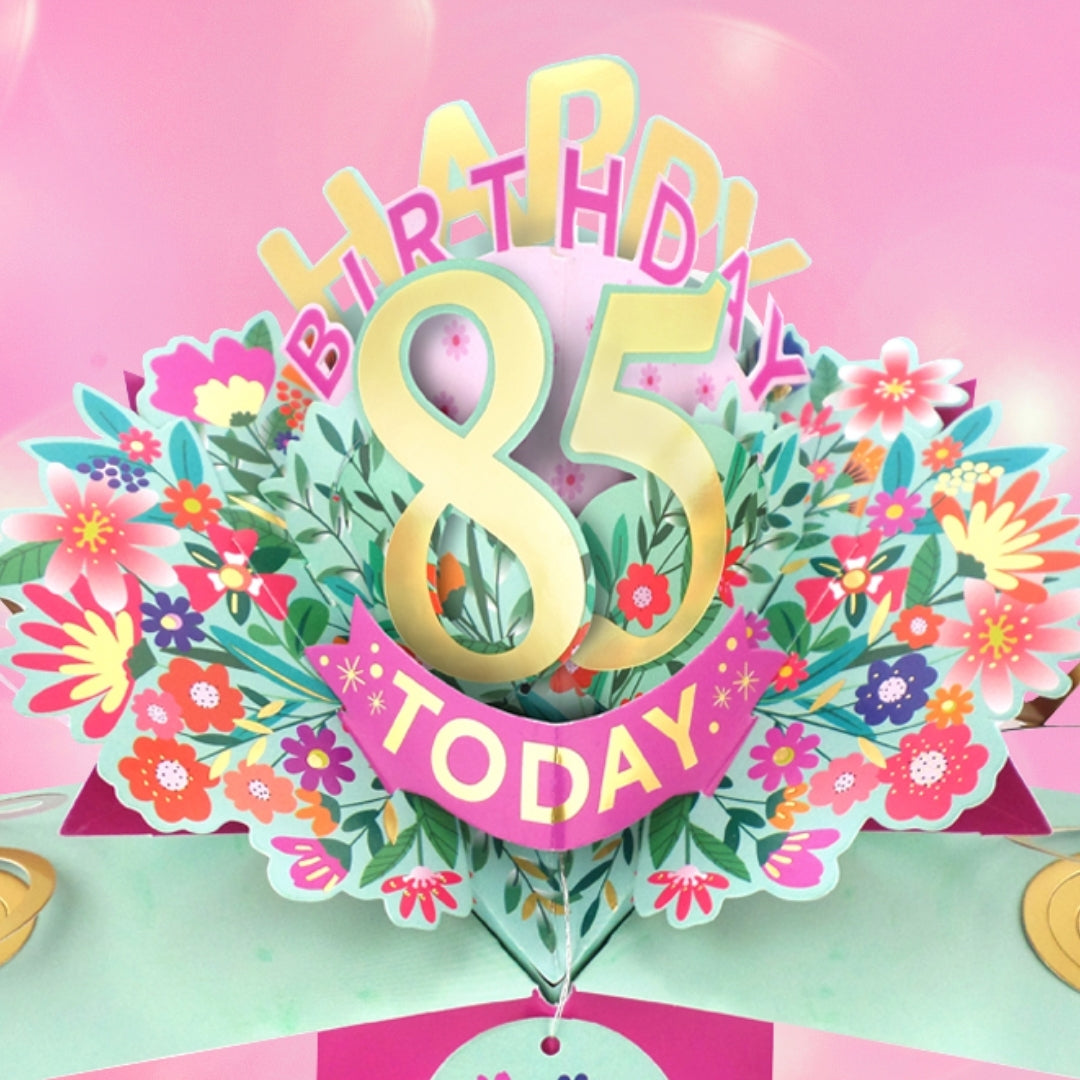 85th Birthday Card Pop Up 3D Happy Birthday Card Age 85 Today 3D For Her