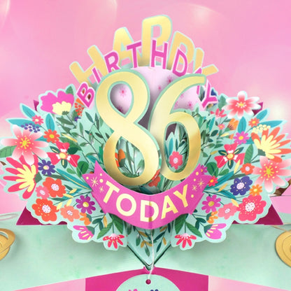 86th Birthday Card Pop Up 3D Happy Birthday Card Age 86 Today 3D For Her