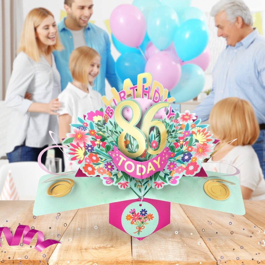 86th Birthday Card Pop Up 3D Happy Birthday Card Age 86 Today 3D For Her