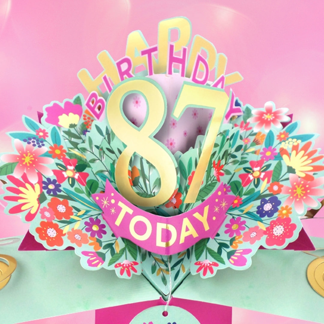 87th Birthday Card Pop Up 3D Happy Birthday Card Age 87 Today 3D For Her