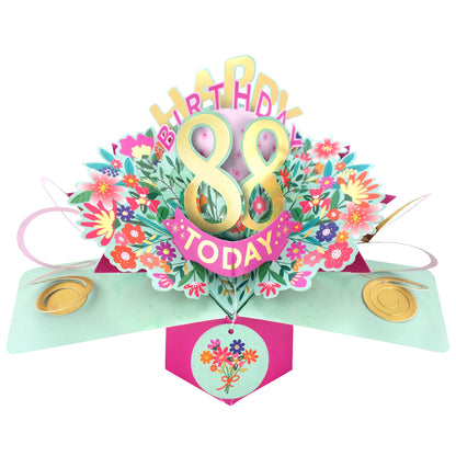 88th Birthday Card Pop Up 3D Happy Birthday Card Age 88 Today 3D For Her