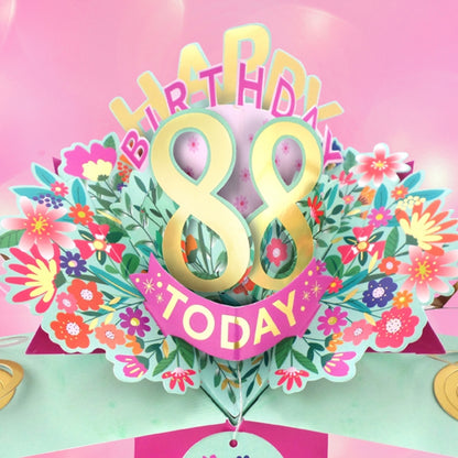 88th Birthday Card Pop Up 3D Happy Birthday Card Age 88 Today 3D For Her