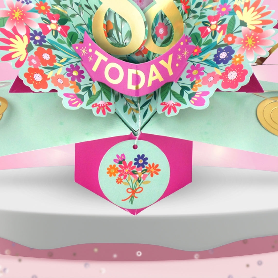 88th Birthday Card Pop Up 3D Happy Birthday Card Age 88 Today 3D For Her