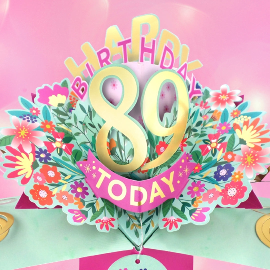89th Birthday Card Pop Up 3D Happy Birthday Card Age 89 Today 3D For Her