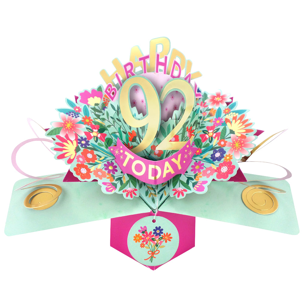 92nd Birthday Card Pop Up 3D Happy Birthday Card Age 92 Today 3D For Her