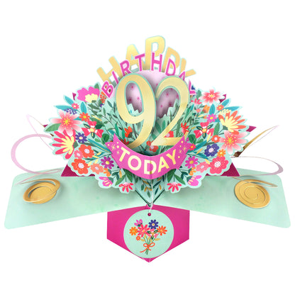 92nd Birthday Card Pop Up 3D Happy Birthday Card Age 92 Today 3D For Her