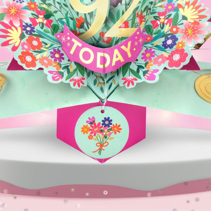 92nd Birthday Card Pop Up 3D Happy Birthday Card Age 92 Today 3D For Her