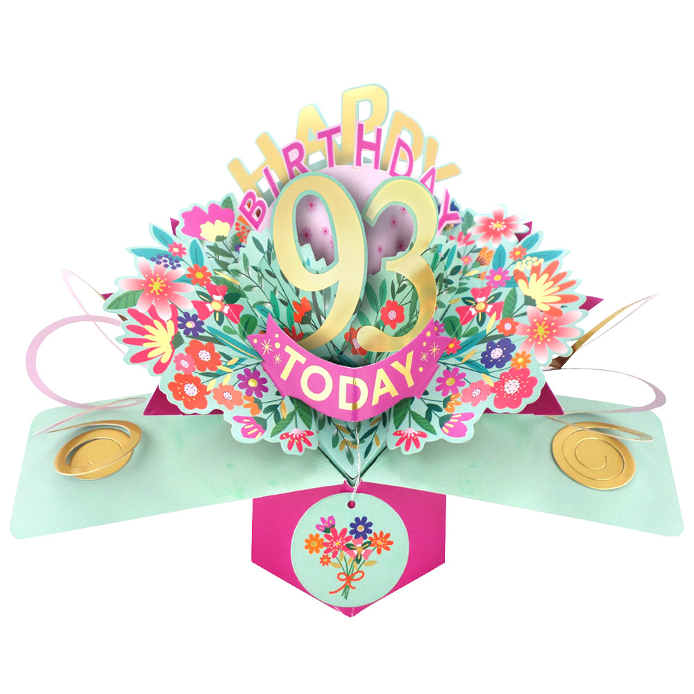 93rd Birthday Card Pop Up 3D Happy Birthday Card Age 93 Today 3D For Her