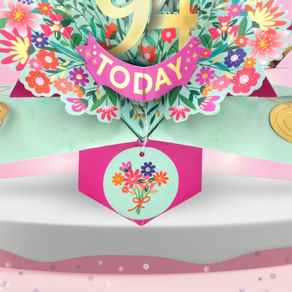 94th Birthday Card Pop Up 3D Happy Birthday Card Age 94 Today 3D For Her