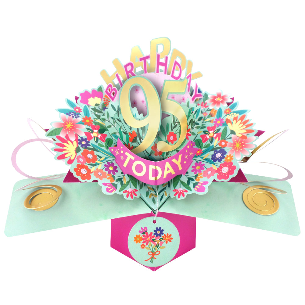 95th Birthday Card Pop Up 3D Happy Birthday Card Age 95 Today 3D For Her