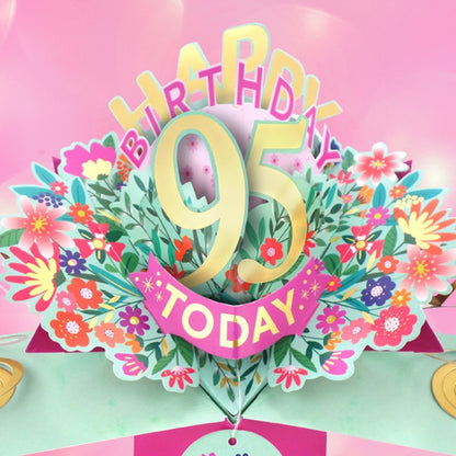 95th Birthday Card Pop Up 3D Happy Birthday Card Age 95 Today 3D For Her