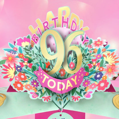 96th Birthday Card Pop Up 3D Happy Birthday Card Age 96 Today 3D For Her
