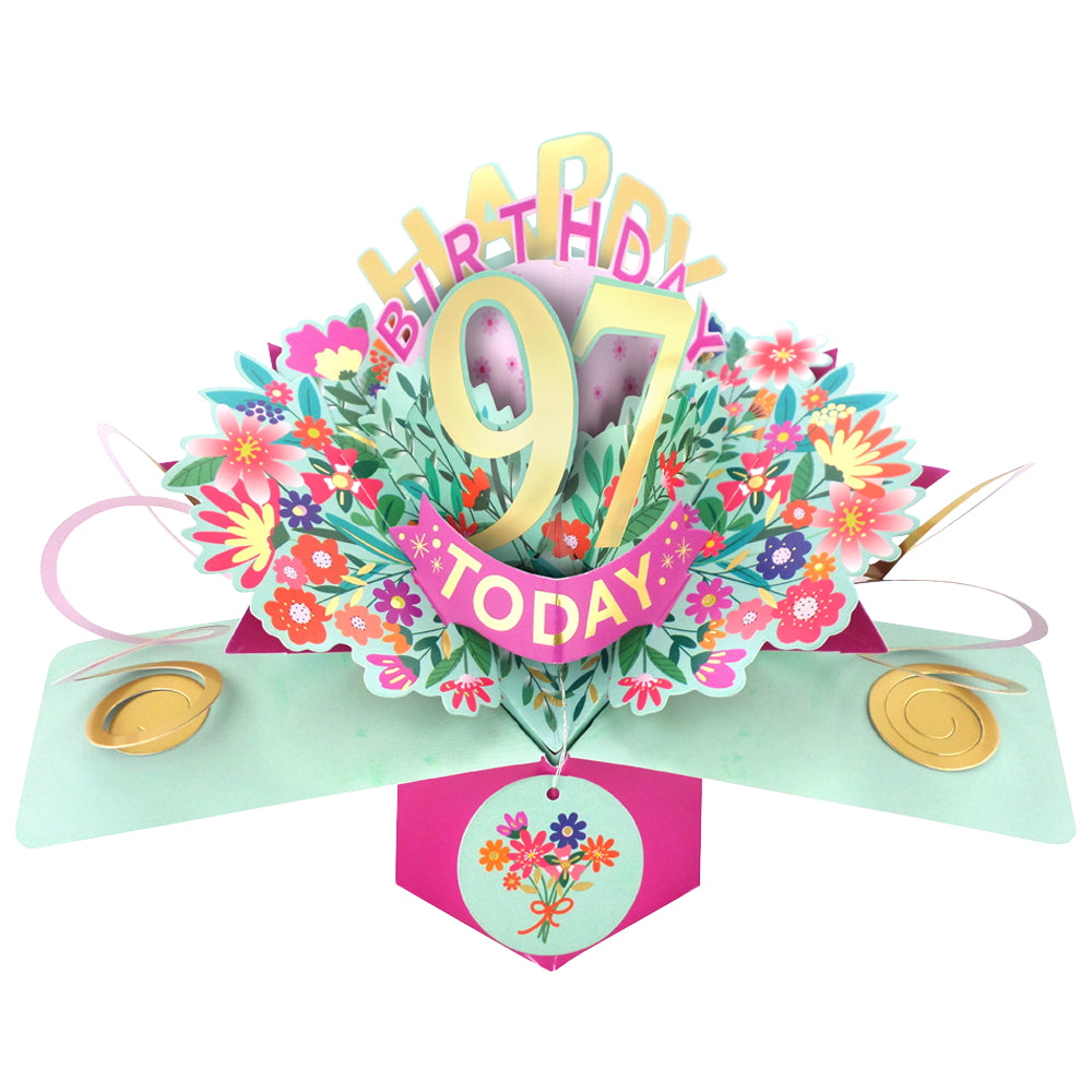 97th Birthday Card Pop Up 3D Happy Birthday Card Age 97 Today 3D For Her