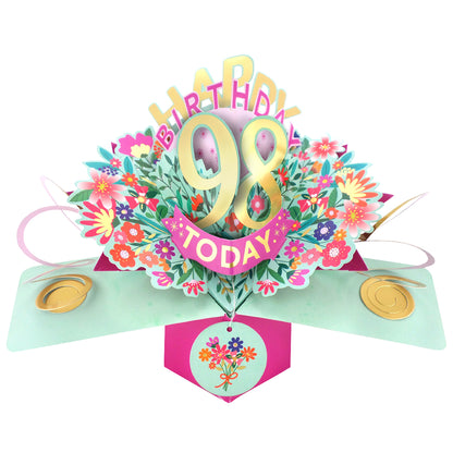 98th Birthday Card Pop Up 3D Happy Birthday Card Age 98 Today 3D For Her