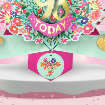 98th Birthday Card Pop Up 3D Happy Birthday Card Age 98 Today 3D For Her