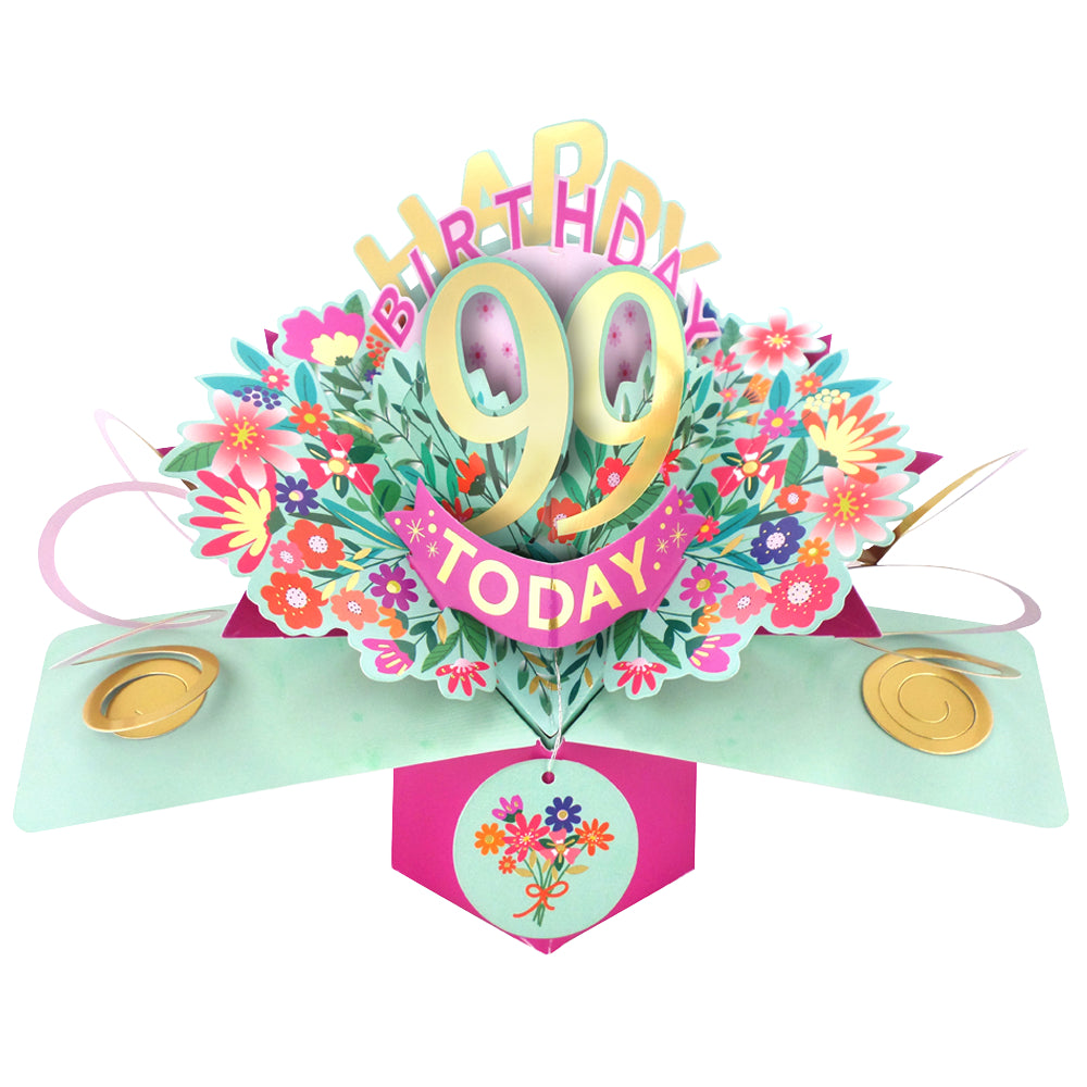 99th Birthday Card Pop Up 3D Happy Birthday Card Age 99 Today 3D For Her