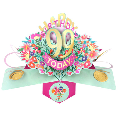 99th Birthday Card Pop Up 3D Happy Birthday Card Age 99 Today 3D For Her