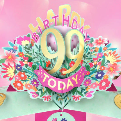 99th Birthday Card Pop Up 3D Happy Birthday Card Age 99 Today 3D For Her