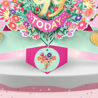 99th Birthday Card Pop Up 3D Happy Birthday Card Age 99 Today 3D For Her