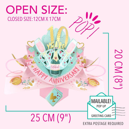 10th Wedding Anniversary Card Pop Up 3D Celebrating 10 Years Together