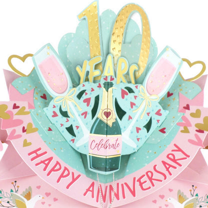10th Wedding Anniversary Card Pop Up 3D Celebrating 10 Years Together