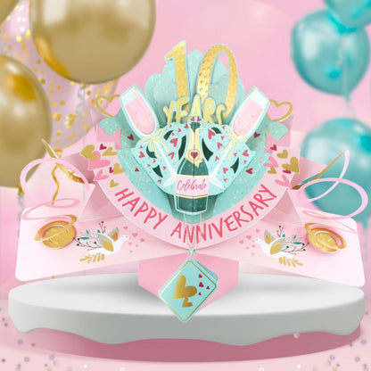 10th Wedding Anniversary Card Pop Up 3D Celebrating 10 Years Together