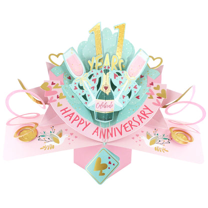 11th Wedding Anniversary Card Pop Up 3D Celebrating 11 Years Together