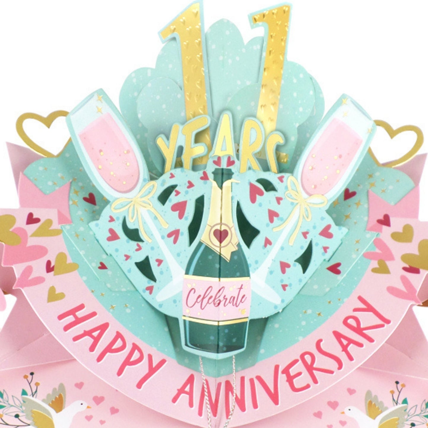 11th Wedding Anniversary Card Pop Up 3D Celebrating 11 Years Together