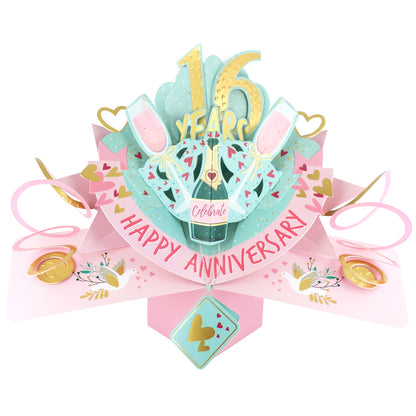 16th Wedding Anniversary Card Pop Up 3D Celebrating 16 Years Together