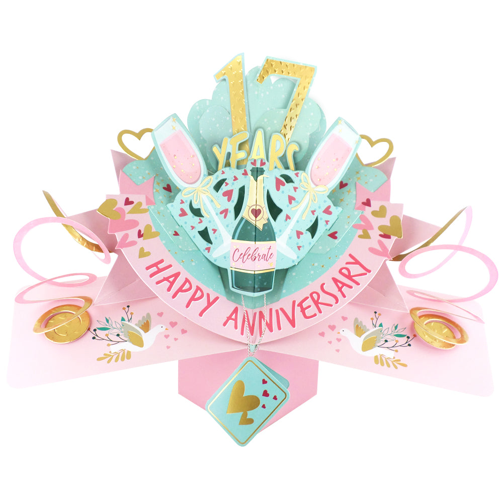 17th Wedding Anniversary Card Pop Up 3D Celebrating 17 Years Together