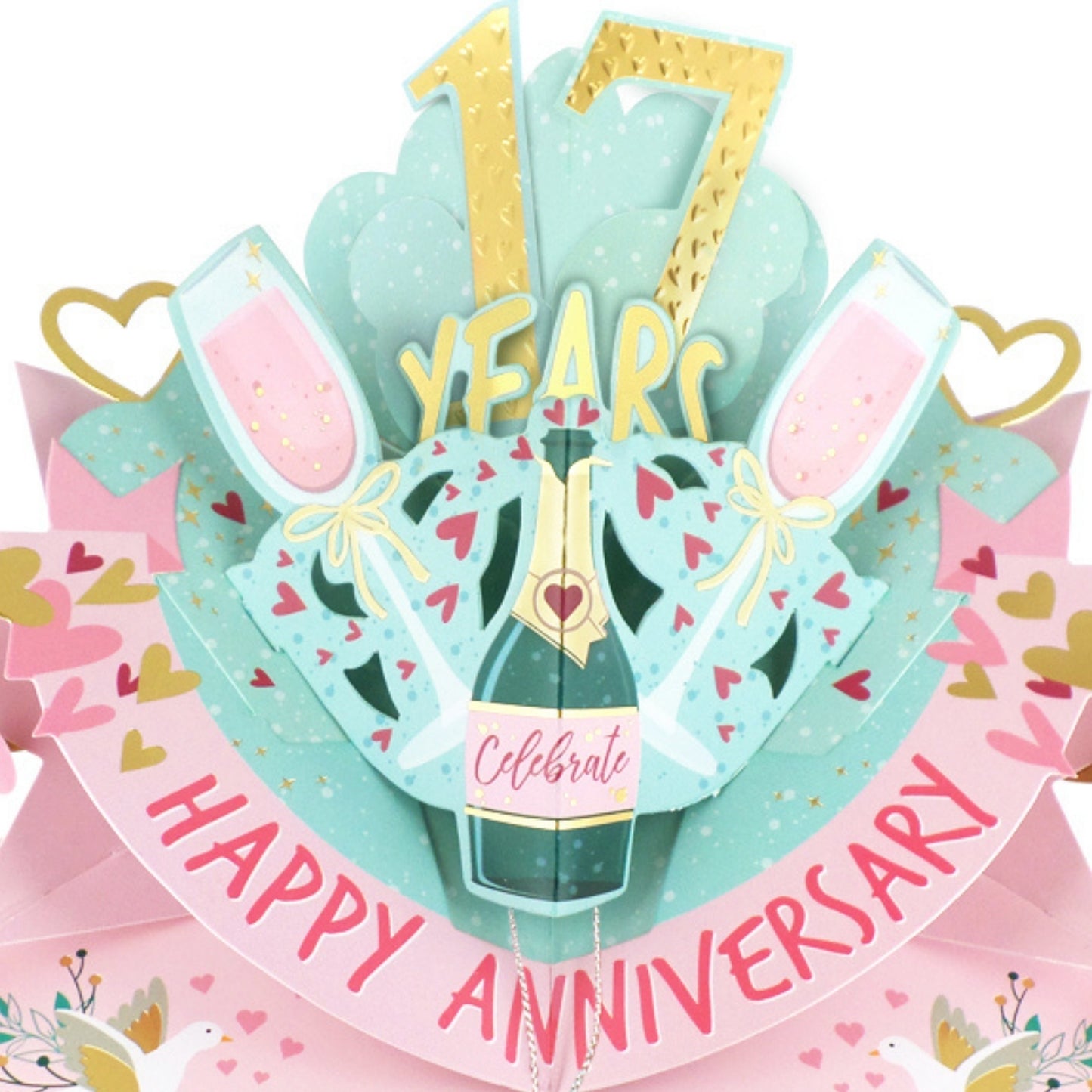 17th Wedding Anniversary Card Pop Up 3D Celebrating 17 Years Together