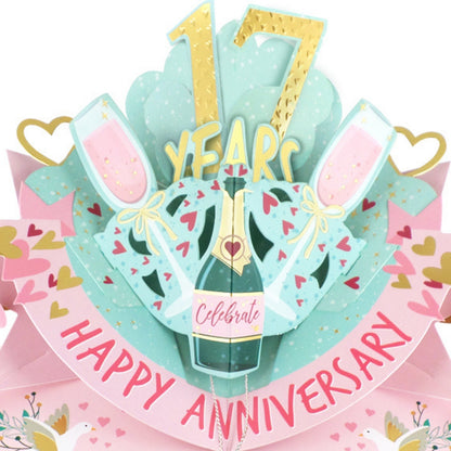 17th Wedding Anniversary Card Pop Up 3D Celebrating 17 Years Together