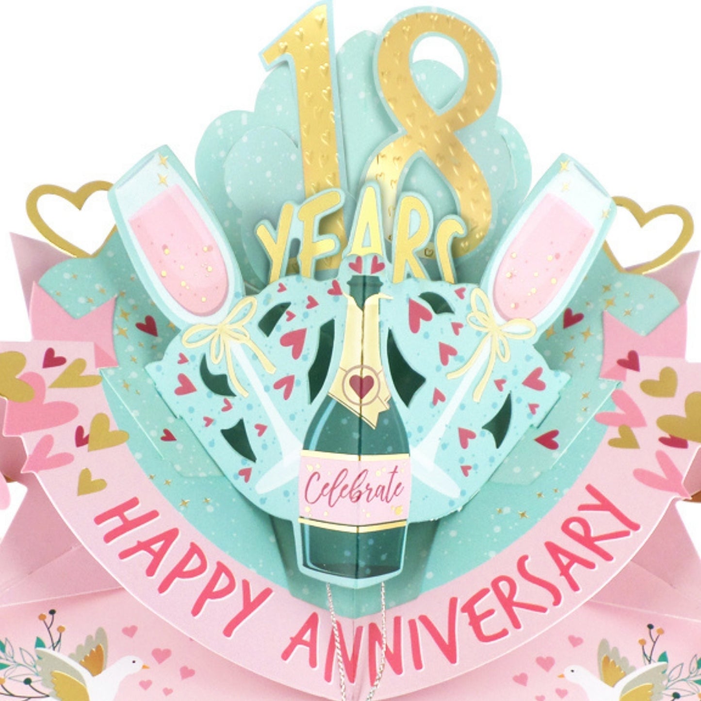 18th Wedding Anniversary Card Pop Up 3D Celebrating 18 Years Together