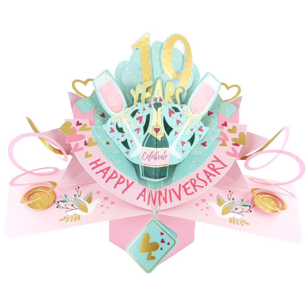 19th Wedding Anniversary Card Pop Up 3D Celebrating 19 Years Together