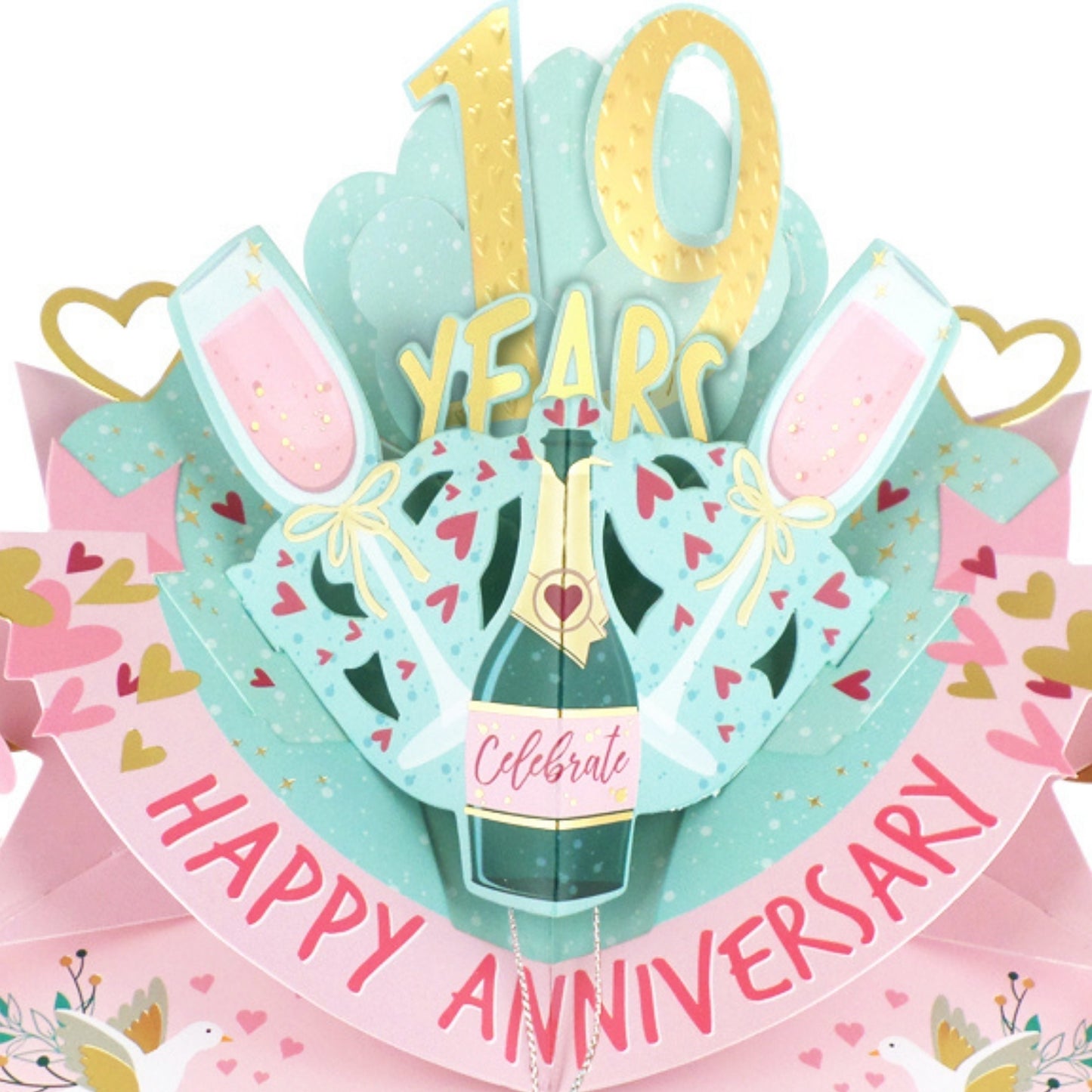 19th Wedding Anniversary Card Pop Up 3D Celebrating 19 Years Together