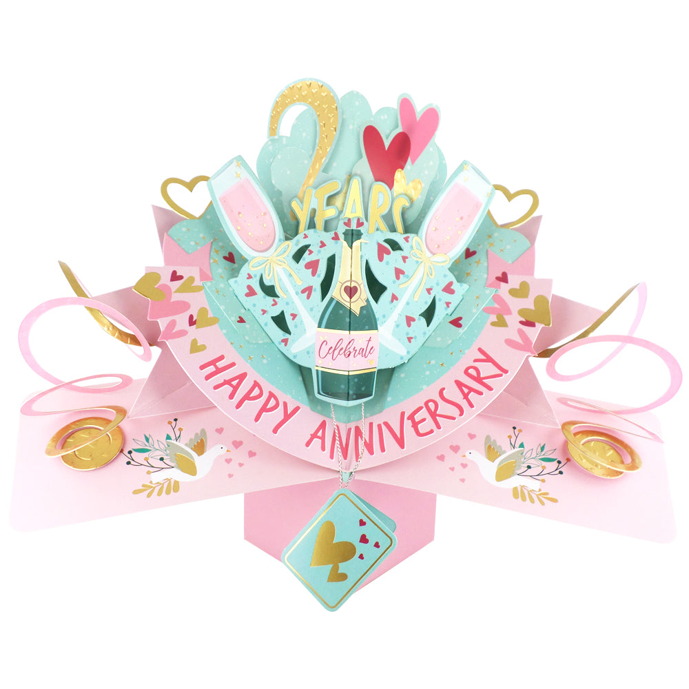2nd Wedding Anniversary Card Pop Up 3D Celebrating 2 Years Together