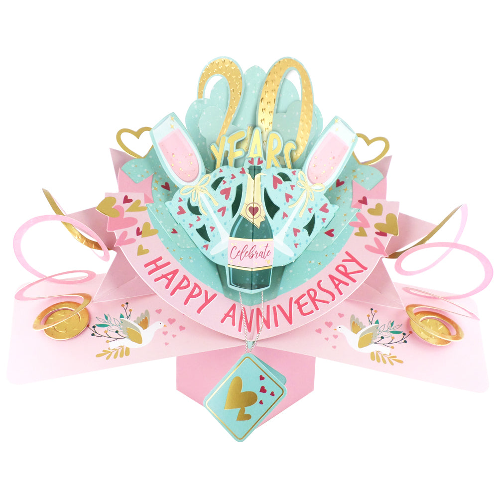 20th Wedding Anniversary Card Pop Up 3D Celebrating 20 Years Together