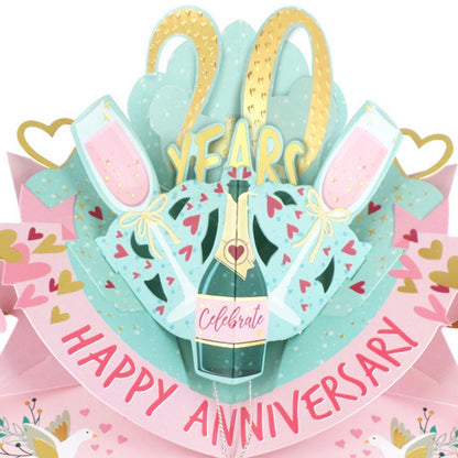 20th Wedding Anniversary Card Pop Up 3D Celebrating 20 Years Together