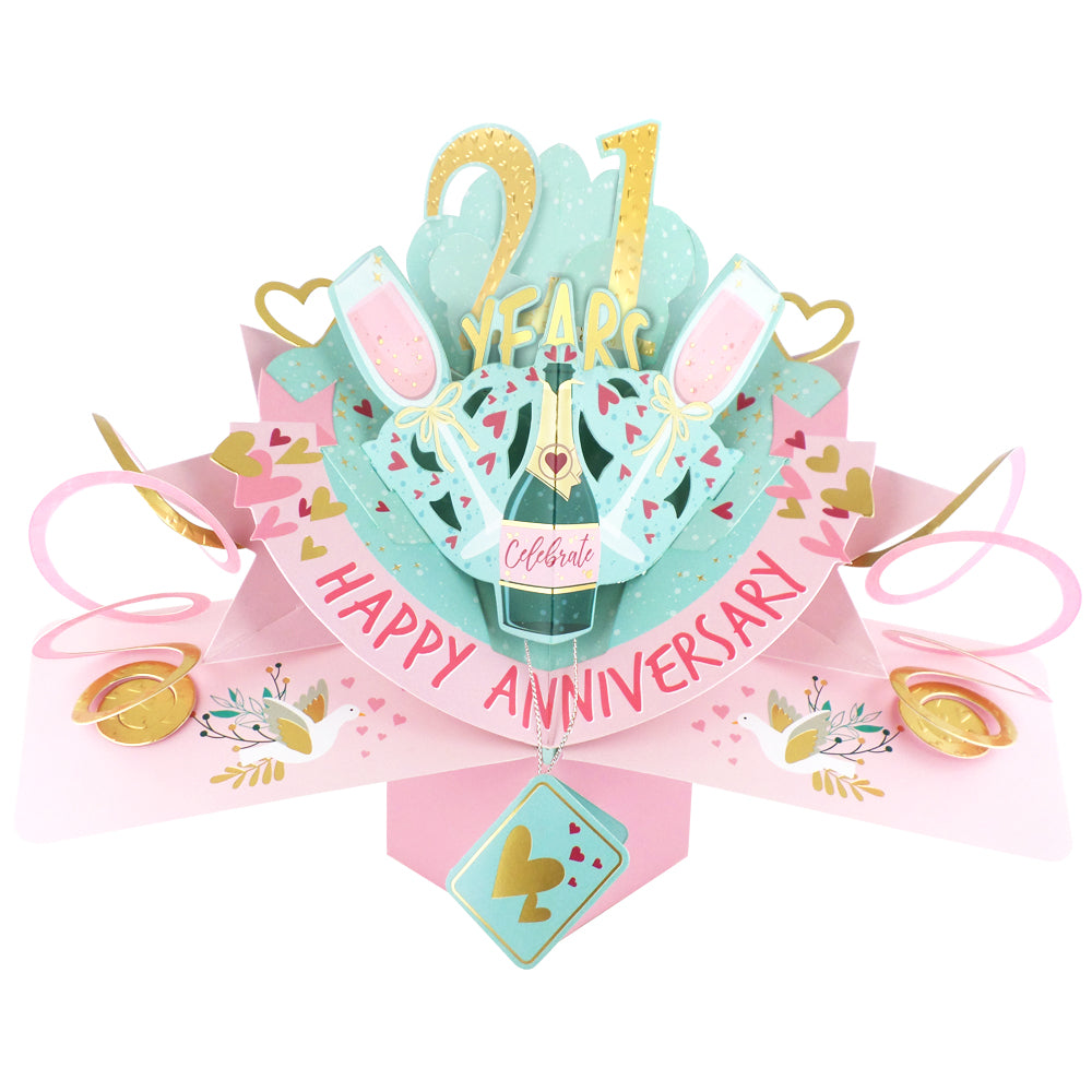 21st Wedding Anniversary Card Pop Up 3D Celebrating 21 Years Together